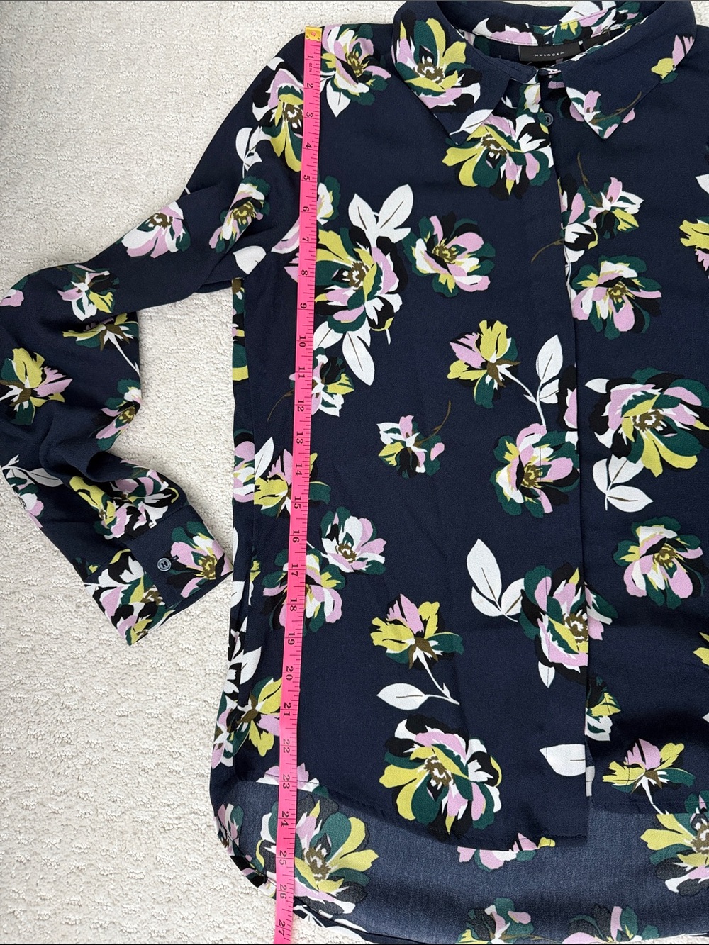 Halogen Navy Floral Button-Down Blouse - Picture 6 of 8